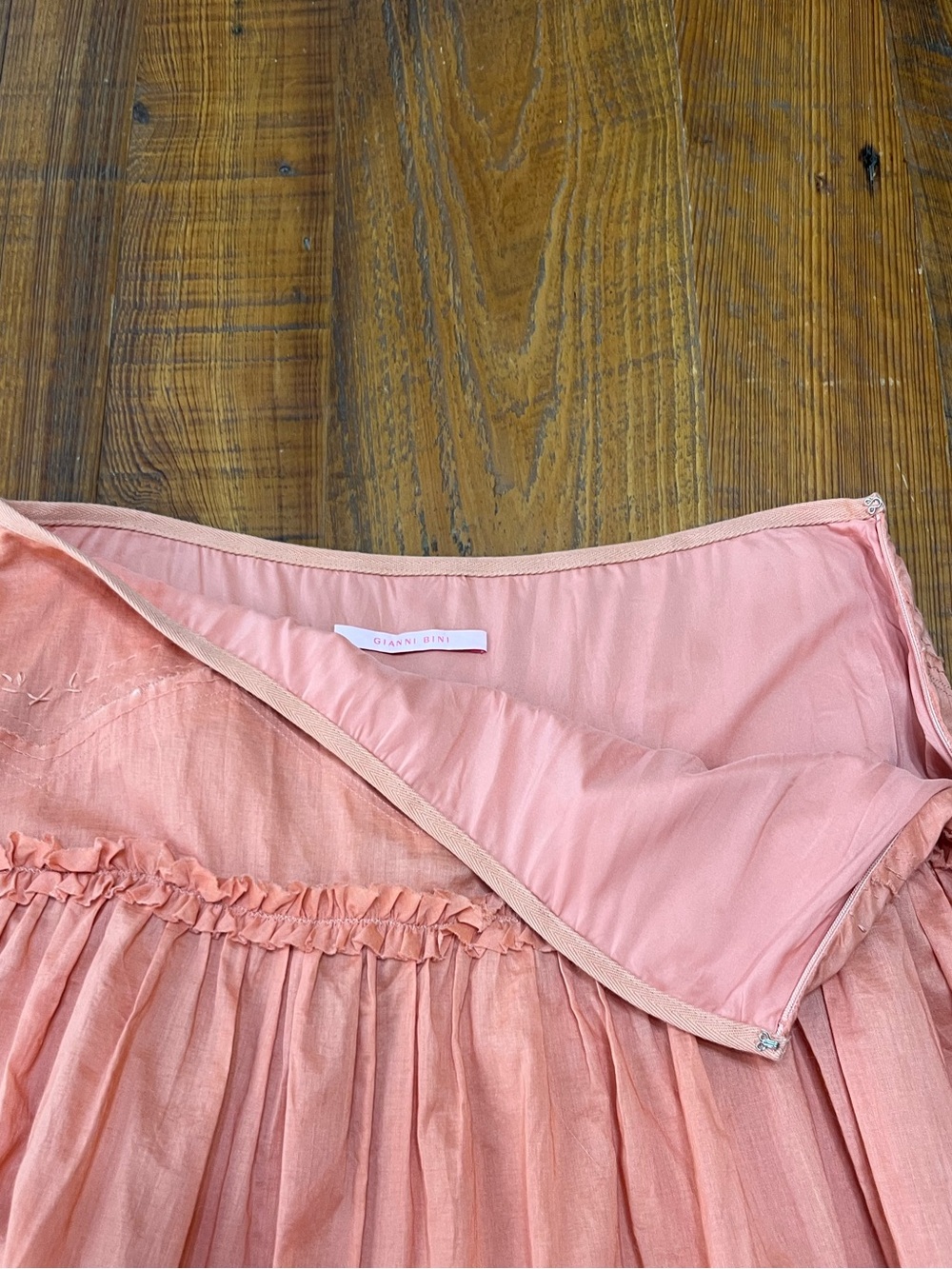 Gianni Bini Peachy Pink Color Boho Tiered A-Line Skirt Size 2 - Picture 5 of 15